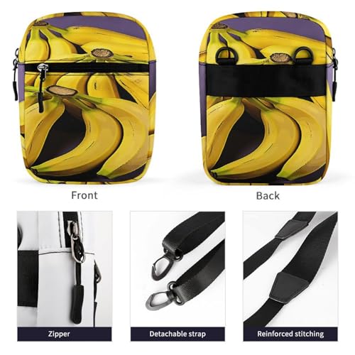 Small Satchel,Unique Banana Fruit Print Small Shoulder Bag,small Messenger Satchel Bags,mini Bag with Adjustable Strap3