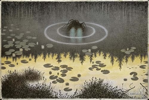 Cuadro pintura al óleo de Theodor Kittelsen, arte clásico de 60x90cm