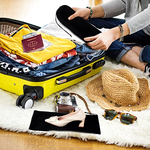 12 Pcs Shoe Bags For Travel Shoe Dust Bags Black Duster Flannel Shoe Pouch Washable Shoe Covers With Drawstring Breathable For Home Luggage, 8 X 17 Inch #TOP5