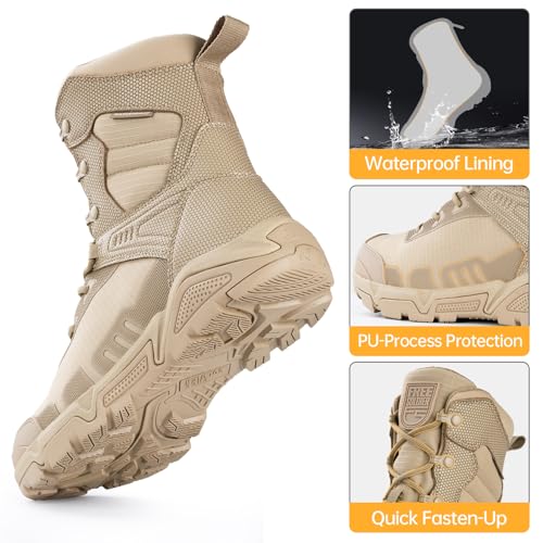 Image of FREE SOLDIER Men's Military Tactical Boots Waterproof Hiking Work Boots Durable Combat Boots
