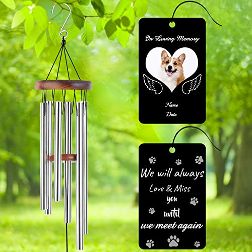 Image of Personalized Custom Wind Chimes Memorial Gift for Loss of Loved One Mother Dad Mom Dog Pets Customized Outdoor Sympathy Wind Chimes with Photo Text