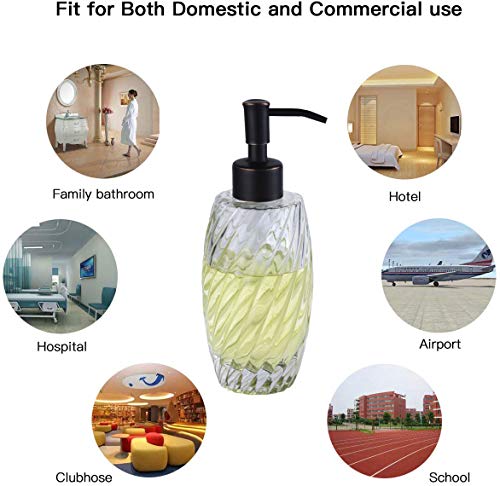 Image of Delle Rosa Countertop Glass Soap Dispenser Oil Rubbed Bronze Clear Glass Bottle Dispenser for Kitchen, Bathroom Essential Oils, Lotions, Liquid Soaps
