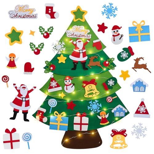 DazSpirit Filz Weihnachtsbaum mit Lichtern für Kinder – 3,28Ft DIY...