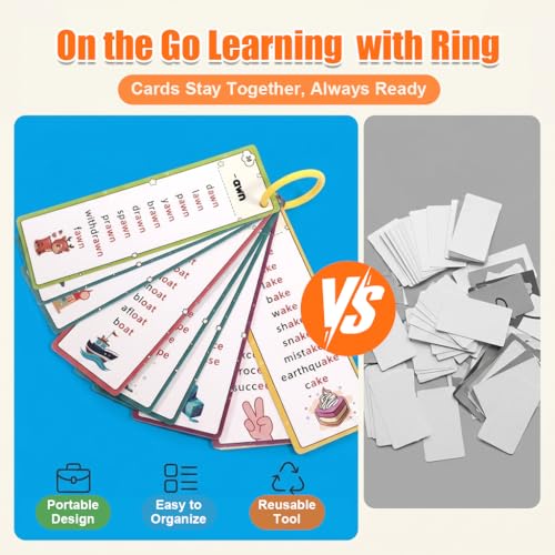 Image of PATPAT Phonics Flash Cards 31 Sheet, 600 English Examples