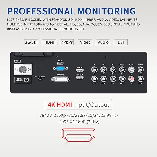 Image of 4K173-9HSD-RM 17.3 inch Rack Mount Broadcast LCD Monitor with 1920x1080 3G-SDI HDMI AV YPbPr