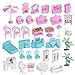 Doll House Set for Girls, Princess House Toys with 4 Dolls Furniture and 4-Story 11 Rooms,Pretend Play DIY with Light Strip for Kids, Building Dolls Playset Toys Kit Gift for Ages 3 4 5 6+