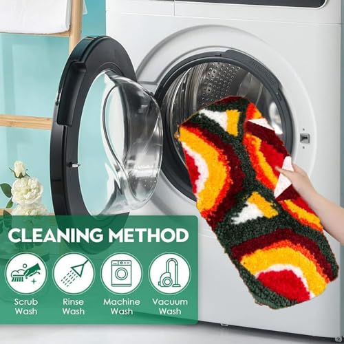 Image of Rangoli (60x60 cm) Super Soft Microfiber Decorative Mat Anti-Skid Door Mats for Home /Bathroom Mat /Bedroom /Kitchen /Floor Mat (Green & White)