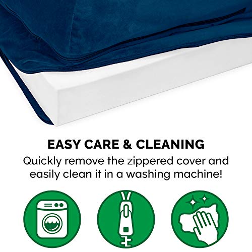 Furhaven Orthopedic Dog Bed For Large Dogs W/ Removable Bolsters & Washable Cover, For Dogs Up To 125 Lbs - Plush & Velvet L Shaped Chaise - Deep Sapphire, Jumbo Plus/Xxl #TOP6