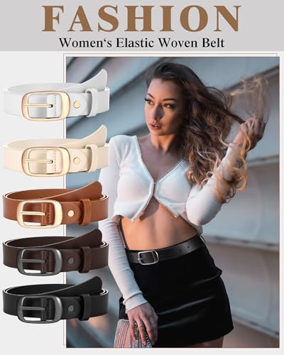 SATINIOR 5 Pack Women Leather Belts for Jeans Ladies Waist Belt Women's Belt with Pin Buckle for Pants Dress3