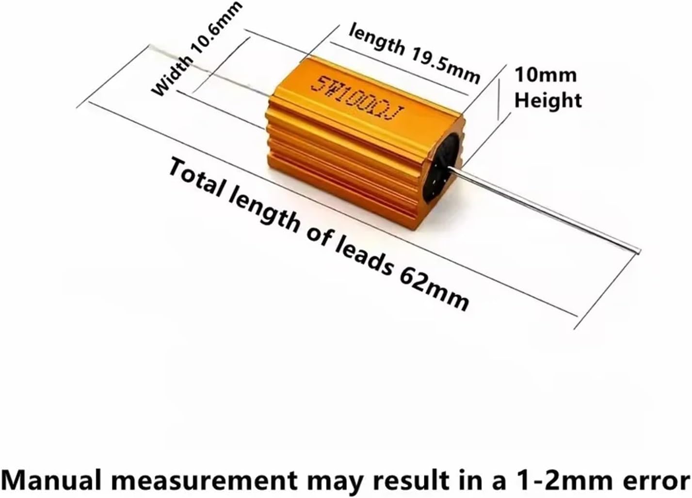 2pcs RX24 5W 10W 25W Gold aluminum shell Resistor 0.1R 0.22R 1R 1.5R 2R 10 12 15 47 75R 100 120R 200R 470 680R ohm 1K 10K power(25W 150R)