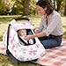 Hooyax Baby Car Seat Cover with Dual Zipper, Extra Large Mesh Window Carseat Canopy, All-Season Weather Protection for Infant Car Seats & Strollers (Pink Bow)