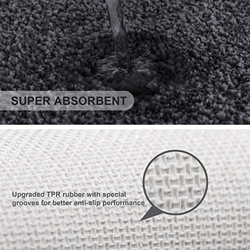 Image of VANZAVANZU Bath Mats Non Slip Ultra Soft Absorbant Microfiber Fluffy Thick Bathroom Rugs Machine Washable (20 inchx32 inch, Black)