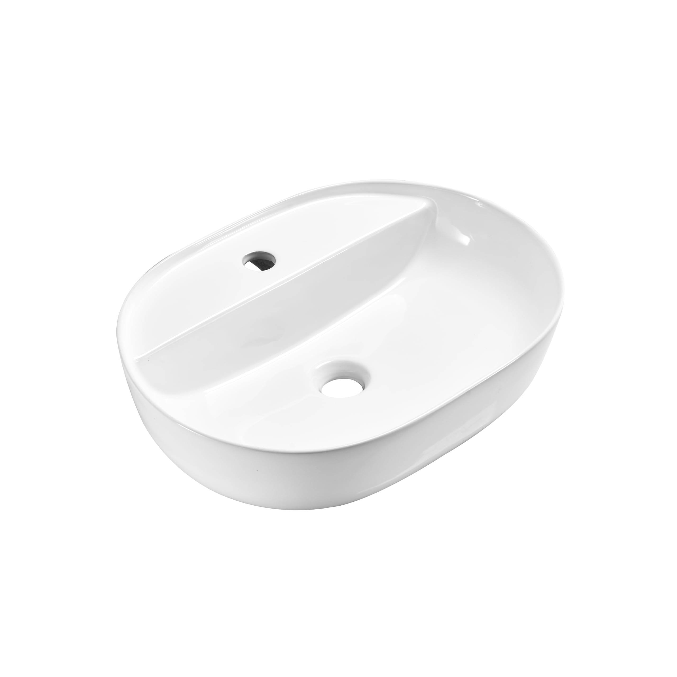 Waschbecken Oval Keramik - 50 x 40 x 13 cm - Weiß Aufsatzwaschbecken für das Badezimmer und Gäste-WC - Waschschale - Aufsatzbecken - Handwaschbecken -Design