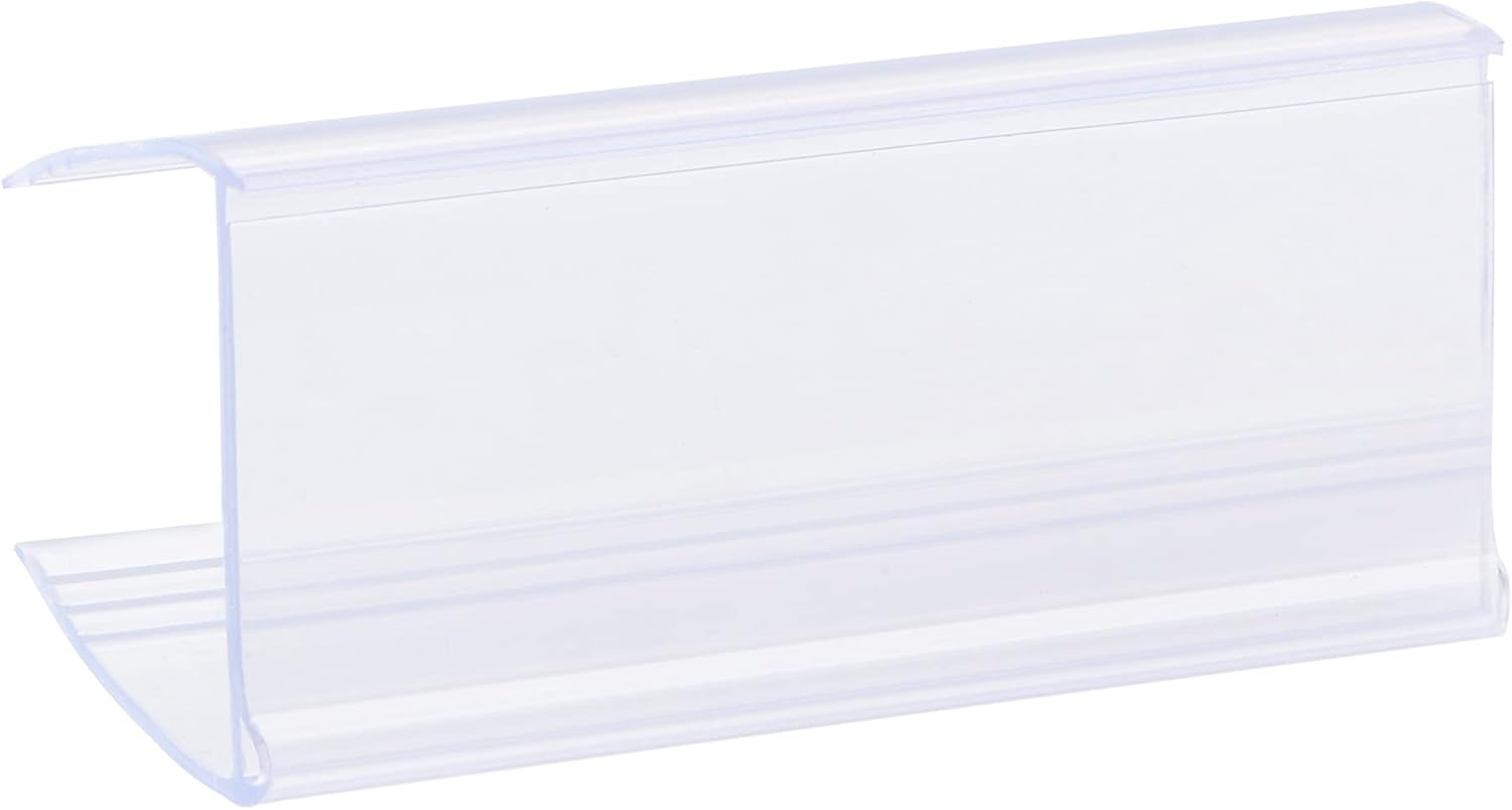MECCANIXITY Label Holder 60x28mm Clip on Shelf Clear Blue Plastic for Wire Shelving, Pack of 30