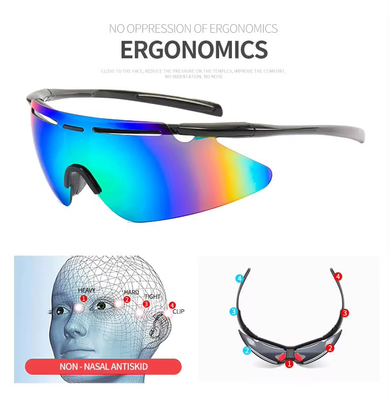 Image of Universal Wraparound Rimless UV400 Protected Sports Sunglasses - for Cycling Cricket Riding Running Tennis Hydrophobic Anti Glare Lens with Full Coverage & Protection with Rich Grip (Graffiti)