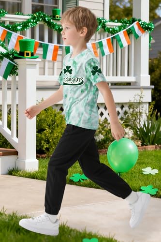 Image of TMSD Unisex Kids St.Patrick's Day T-Shirt Short Sleeve Crew Neck Clover Shamrock Tee 4-14 Years