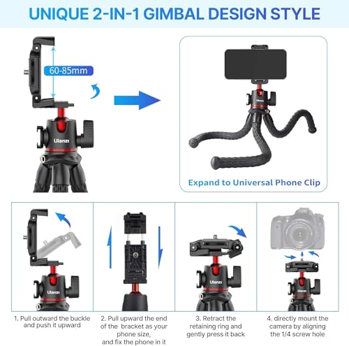 Image of Flexible Tripod Stand for Mobile Phone & DSLR Camera Mini Tripod Gorrilla POD 27CM Portable & Flexible with Smartphone Holder & 360 Ball Head