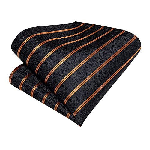Corbata clásica negra rayada de seda para hombre miniatura 4