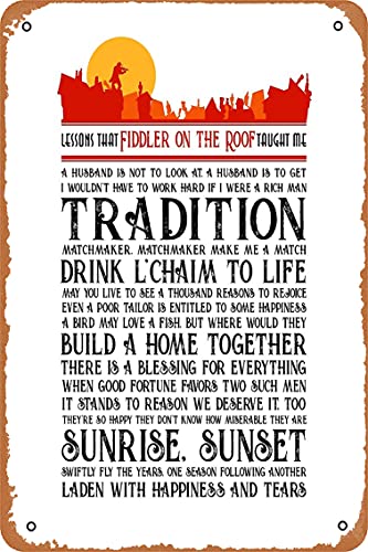 Lessons That The Fiddler on The Roof Taught Me Poster 12" X 8" Vintage Home Decor Garage Man Cave Wall Art