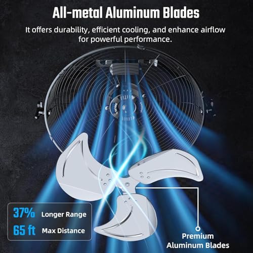Image of Simple Deluxe 18 Inch Industrial Wall Mount Fan, Max 4200 CFM 3 Speed Commercial Ventilation Metal Fan for Warehouse, Greenhouse, Workshop, Patio, Factory and Basement - High Velocity
