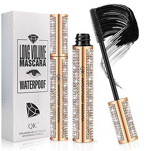 QIC 4D Silk Fiber Lash Mascara, Fiber Mascara, Waterproof Mascara, Natural Thick Thickening and Lengthening Mascara Lasting All Day, Waterproof, Smudge Proof Eyelashes