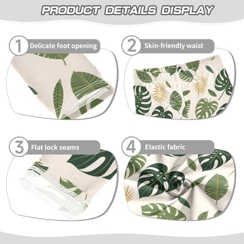 Green Tropical Leaf Girls Leggings Soft Stretch Workout Yoga Dance Pants for Kids Casual Tights3