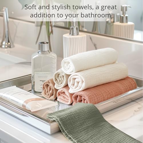 Image of Konssy 7 Pack Face Cloths, 100% Muslin Cotton Wash Cloth for Washing Face