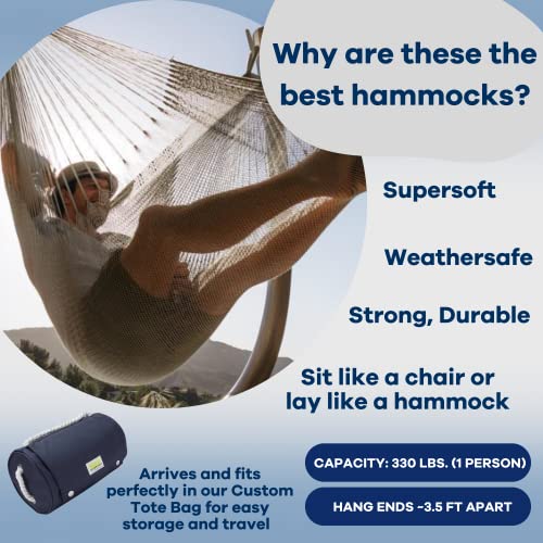 Handwoven Hanging Chair By Yellow Leaf Hammocks - Fits 1 Person, 330Lb Max - Kick Back For Full-Body Recline - Weathersafe, Ultra Soft, Hang Anywhere - Color: Grey #TOP1