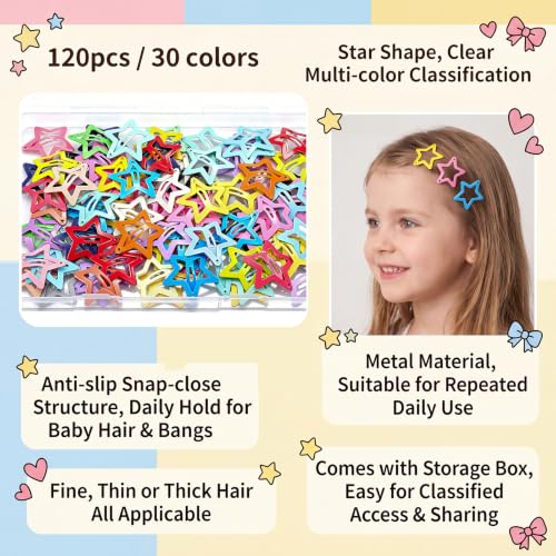 Star Pinzas para Cabello 120 Piezas Multicolor con Caja miniatura 4