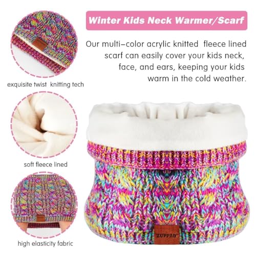 Zuppad MHSJT Kids Winter Hat Gloves Scarf Set,Girls Hats Beanie With Pom Knit Neck Warmer Gaiter Mittens Fleece Lined,Girls Accessories Cold Weather Set thumb #2