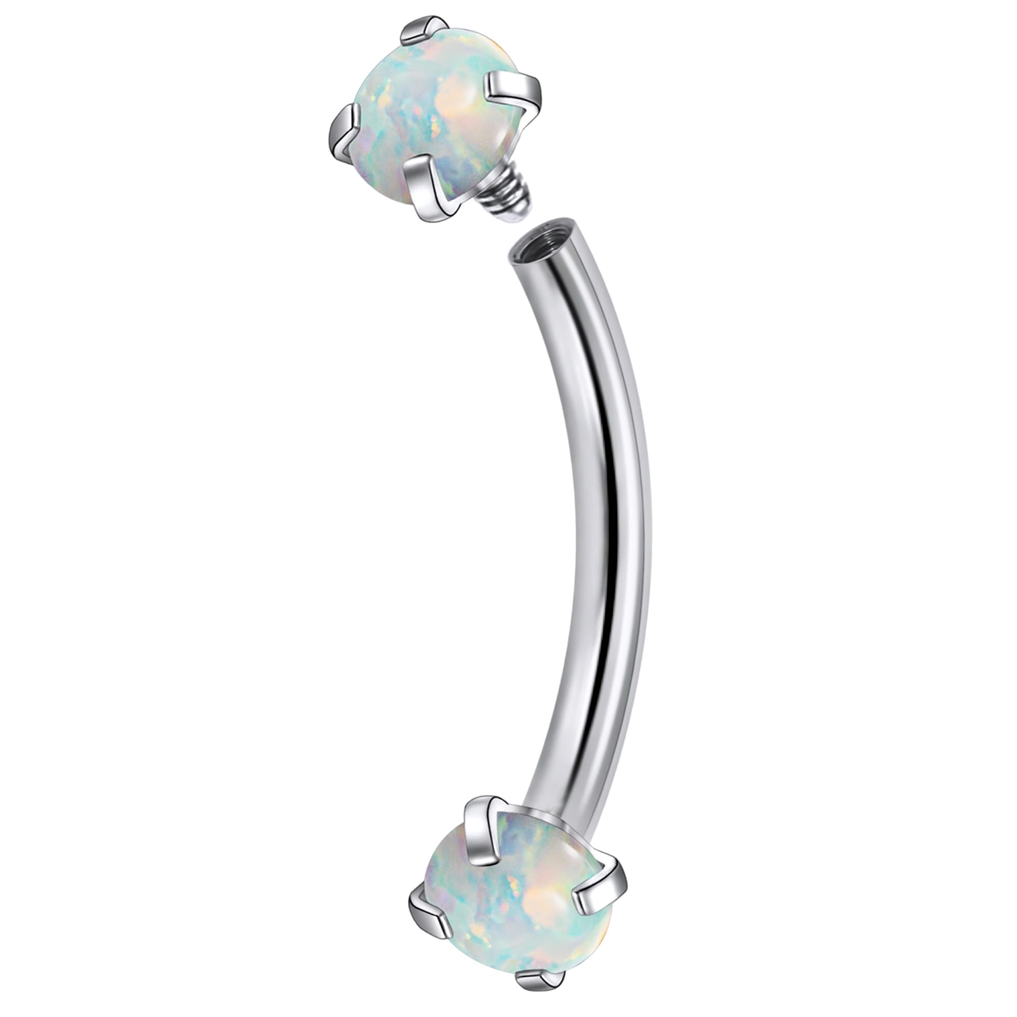 Jenxnjsjo F136 Titanium 16g 6/8/10mm Opal Eyebrow/Rook/Snug/Vertical-Labret/VCH/Snake-Eyes/Anti-Tragus/Christina/Daith/Belly-Button/Bridge/Hood/