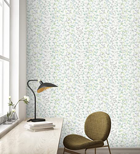 Papier peint vinyle lavable branches feuilles pour cuisine et bain - 2