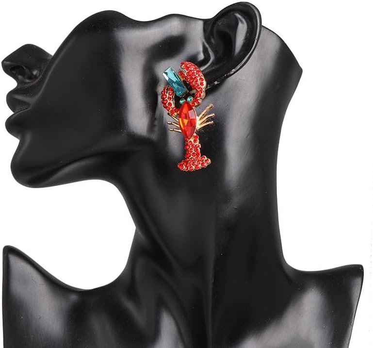 Exaggerated Creative Enamel Lobster Crab Dangle Drop Earrings Colorful Bohemia Rhinestone Lobster Crayfish Animals Stud Earrings for Women Summer Beach Holiday Party Vacation Jewelry Gifts - Image 5