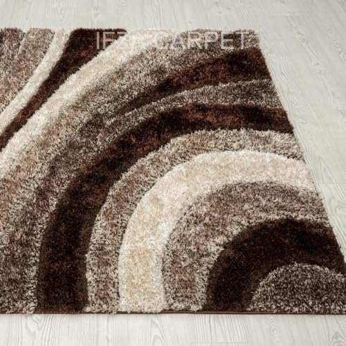 Image of Soft Shaggy Carpet 5x7 Feet - Ultra Plush, Non-Slip, High Pile 2 Inch Microfiber Rug for Bedroom, Living Room, Kids Room & Office - Modern Cozy Floor D�cor (Beige Brown C)
