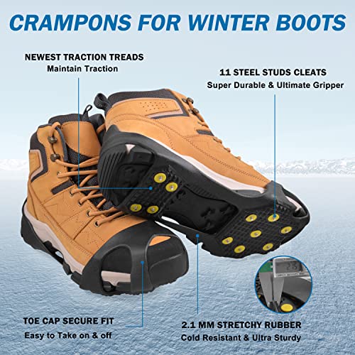 Vanrolldex JLYN-11C CLEATS-M-BLACK Ice Snow Cleats For Shoes And Boots Walk Traction Cleats Ice Crampon Non-Slip Overshoe thumb #4