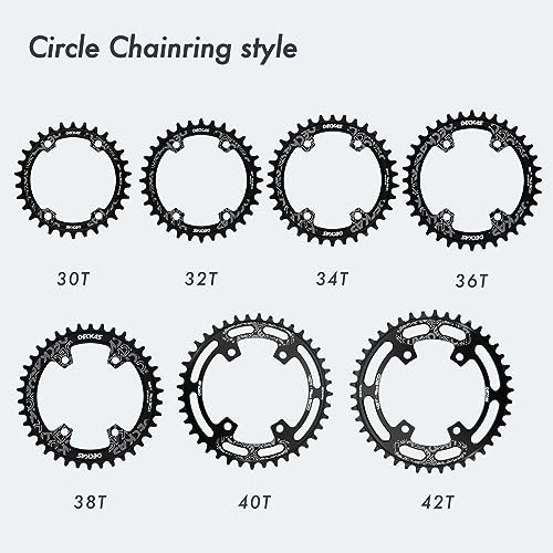 DJC Bike Chainring Asymmetrical 96BCD Narrow Wide Tooth MTB for XT SLX M6000 / M7000 / M8000 / M9000 7/8/9/10/11/12 Speed Aluminum 7075 30T 32 34 36 38T (1# Round Black, 36T) by DJC - Used condition - Image 4
