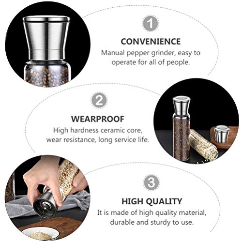 Moedor de sal ou pimenteiro de aço inoxidável Doitool de metal durável e recarregável de pimenta ou