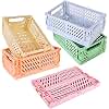 Mini Baskets Plastic Folding Box 5 Piece Folding Crate Set Foldable Storage Basket for Children's Room Kitchen Bedroom Office Study Bathroom Multi-Colour