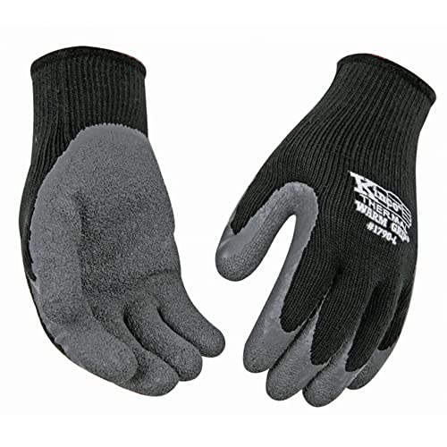 Kinco 1790 Warm Grip Thermal Durable Black Crinkle Latex Coated Palm Knit Shell and Latex Palm, X-Large, 1 Pair