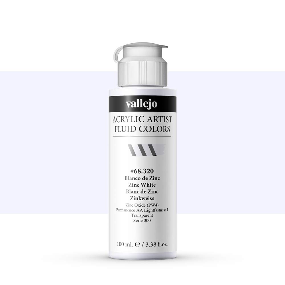 Vallejo Acrylic Fluid Color 68320 Zinc White (100ml)