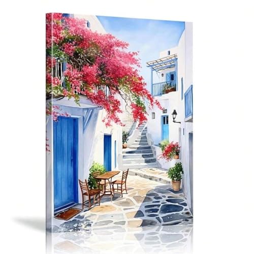 Toile murale de village et paysage XINBAO 30x45 cm encadrée pour salon