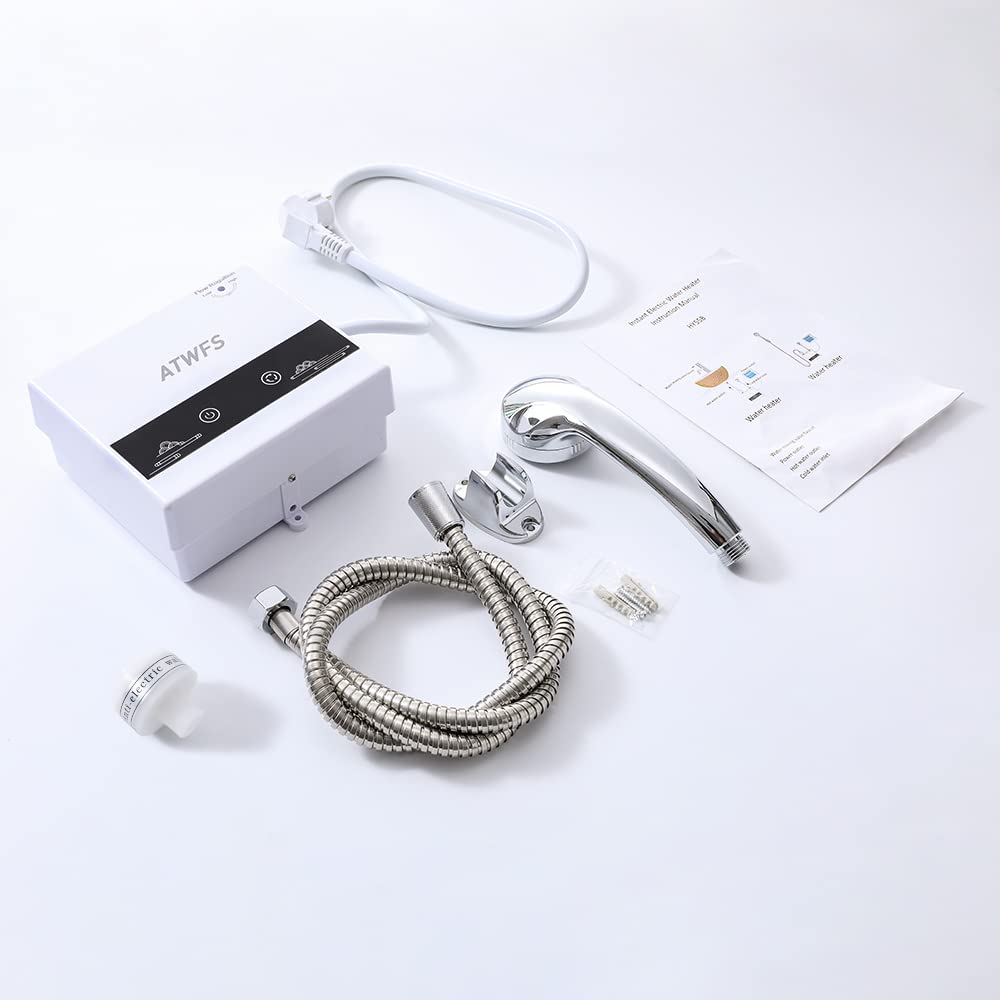220V Pequeño Calentador Eléctrico de Agua Instantáneo, 4600W IPX4 Resistente al Agua Calentamiento Rápido Temperatura Constante Calentador Instantáneo de Agua para Cocina Baño (Con ducha)