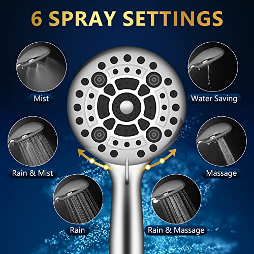 Dakings B55135CP 6 Spray Modes High Pressure Handheld Showerhead Set Upgraded 5 Inches Shower Head thumb #1