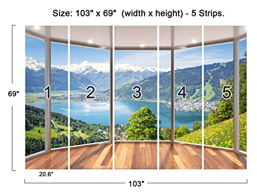 Clouar-3D Window View Bedroom Living Room Mural Wallpaper 103" X 69"(Not Self-Adhesive) #TOP3