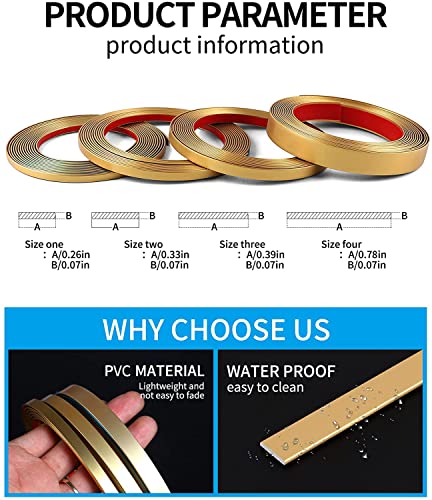 Sujiamei Molding & Wall Trim, Upgraded Flexible Self Adhesive Molding Trim, Peel And Stick Design, Home, Office, Hotel Diy Decor (0.78In Wide, Dumb Gold,16.4Ft Long) #TOP3