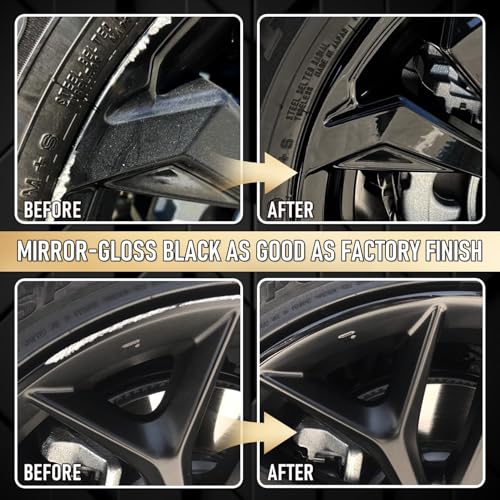 SMAPHY Wheel Scratch Repair Kit, Gloss Black Rim Touch Up Paint, Repair Curb Rash, Scratches, and Scuffs Quickly and Easily, Universal Color Black Wheel Paint