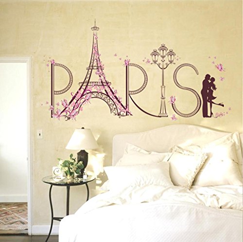 Keepfit Eiffel Tower Wall Stickers Romance, Paris Romantic Art Wall Poster Home Decor Diy Decorations #TOP3