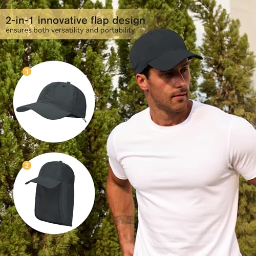 Image of American Trends Mens Sun Hat with Neck Flap, UV Protection Outdoor Flap Hat, Packable Soft Fishing Hiking Gardening Hat