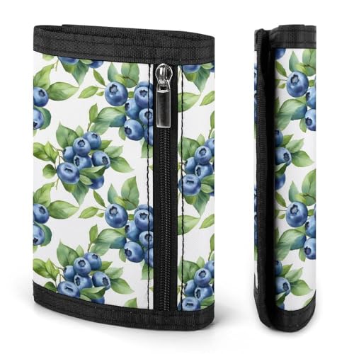 Simple Blueberries Print Wallet for Men, 8 Credit Card Holder Slim Minimalist Front Pocket Small Mens Bifold Wallets2