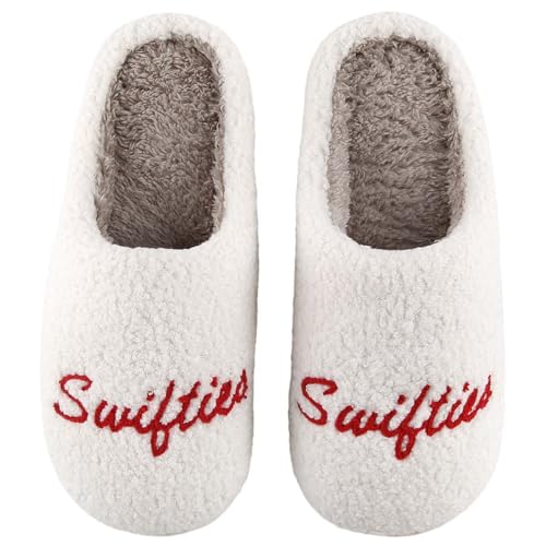 DATAROPE Cute Womens Slippers Valentines Slippers For Women Men Preppy Girly Slipper Soft Warm Fuzzy House Dorm Bedroom Slipper Memory Foam Cozy Fluffy Winter Home Shoes Red TSwi 41-42